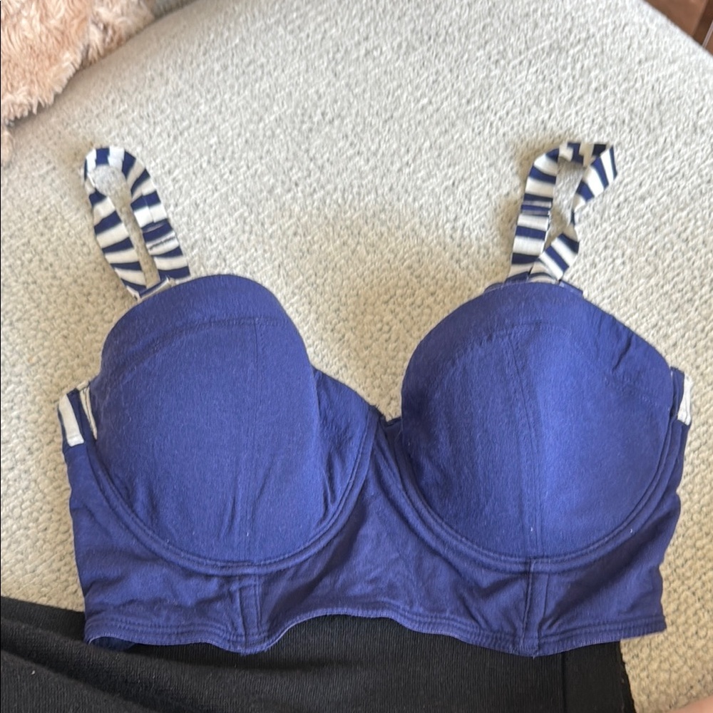 Splendid Navy Blue Women's Bra with Striped Straps 34C